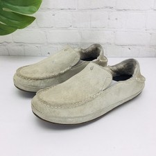 OLUKAI NOHEA Slipper Women  s 9 Gray Suede Fur Lined Shearling Slip On Loafer