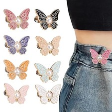 8 Sets Butterfly Adjustable Pant Waist Tightener,Jean Buttons for Loose Jeans
