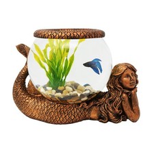 Cuenco para peces decorativo Mystical Mermaid - 1 galón de vidrio acuario, terrario o C