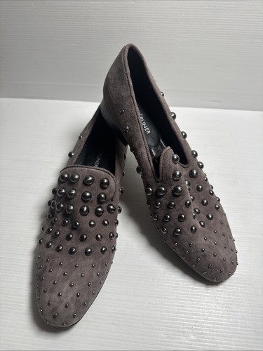 Donald J PLINER Size 7M Women’s Loyd Studded Gray Suede Leather Loafers - Bild 3 von 10