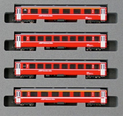 KATO K10-1414 Scala N Set quattro carrozze Rhatische Bahn EW I colore rosso - Foto 1 di 2