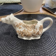 Vintage Crown Devon Fielding Staffordshire Cow Creamer brown Floral Pattern