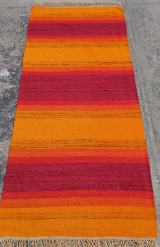 Vintage Traditional Oriental Gabbeh Multicolor Wool Kilim Rug Carpet 198x84 cm