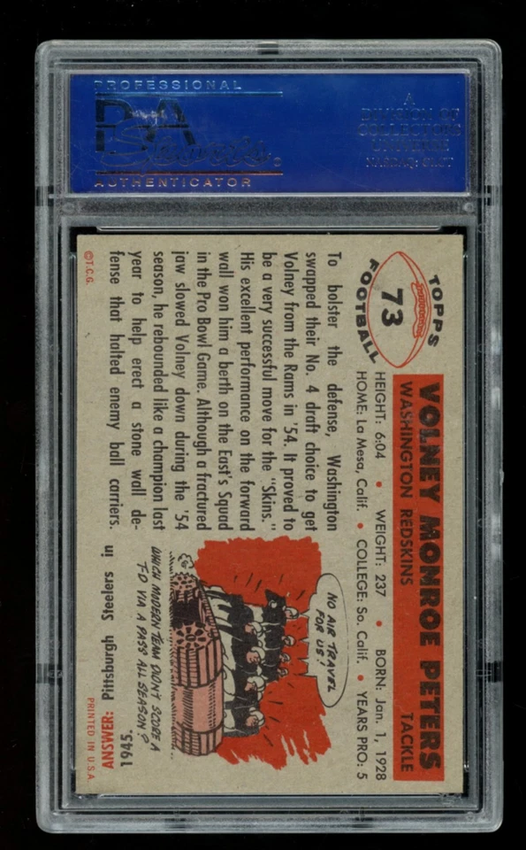 1956 Topps #73 Volney Peters PSA 7 - Image 2 of 2