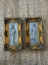 Celestine with Cherub Bas-relief in pair FRAMED Rococo Revival Baroque Style 