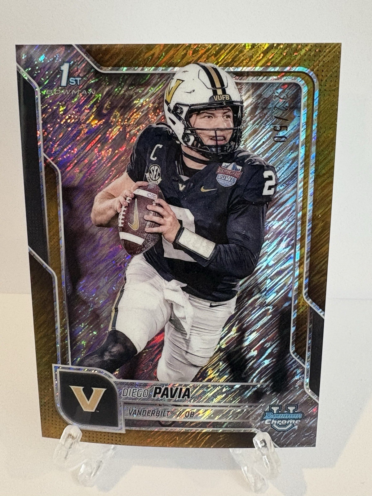 2025 Bowman U Chrome #190 Diego Pavia Gold Shimmer /50 Vanderbilt Color Match RC
