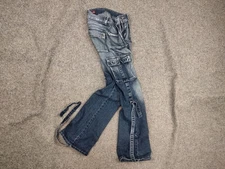 Vintage eclix le Grand Bleu Y2K Style Cargo Flared Stopped Jeans