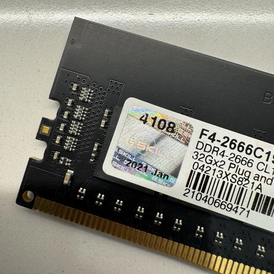 G.Skill Value F4-2666C19D-64GNT 64GB 2x 32GB DDR4 2666MHz Memory Module (4) - Image 2 of 4