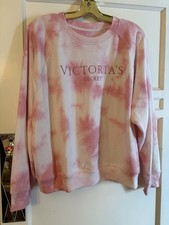 Victoria  s Secret Tie Dye Pink Embroidered Logo Pullover Sweatshirt NWT XL