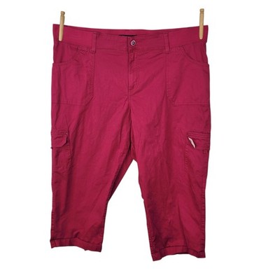 Lee Relaxed Capri Pants Plus Size 20W 41'' X 22'' High Rise Raspberry Pink Cargo