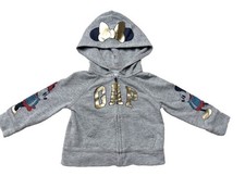 Baby Gap Disney Girls 12 Months Minnie Mickey Mouse Gold Hoodie Sweatshirt