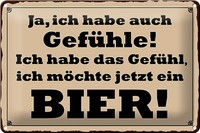 Schild Blech 30X20Cm - Made In Germany - Spruch Habe GefüHl Ich MöChte Ein Bier