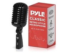 Pyle Vintage Dynamic Microphone, Retro Microphones, Classic Old Style BLACK