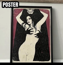 Grim Reaper Horror Pinup Girl Art Poster Gothic Goth