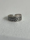 Sterling Silver Toe Ring 925 Adjustable Floral Band Boho Vintage Style Y2K