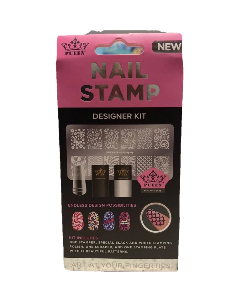 Kit de diseñador de estampillas de arte en uñas PUEEN, placa de estampado de metal 12 patrones #DK31108 Foto 2 de 4