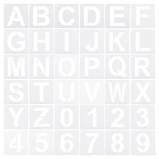 6 Inch Letter Number Stencils Alphabet Templates Set with Ring 7"W White 36pcs