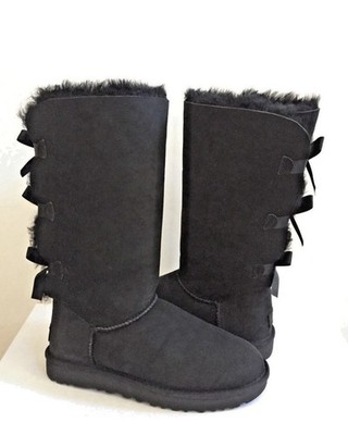 UGG BAILEY BOW II TALL TRIPLET BLACK WATER RESISTANT USA 9