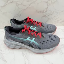 ASICS Novablast 2 Metropolis Men's Size 11 Running Shoes Grey Aqua Red 1011B192