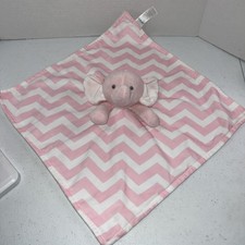 Carters Plush Pink White Chevron Stripe Elephant Plush Lovey Security Blanket