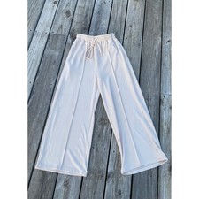 Cider Wide Leg Ribbed Comfort Pants - Beige - Size XS