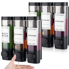 e esscopro 2 Sets Shampoo and Conditioner Dispenser Shower Transparent Black