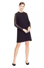 Lela Rose Black Long Sleeve Dress Sz 4 Cutout Sleeve Cocktail Little Black Dress