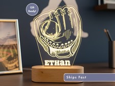 Baseball Glove Custom Name Light, Personalized Kids Sports LED Lamp