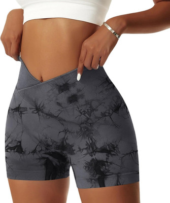 Vertvie Damen Gym Shorts V Cross Stretch Push up Yoga Shorts Booty Scrunch Fitne