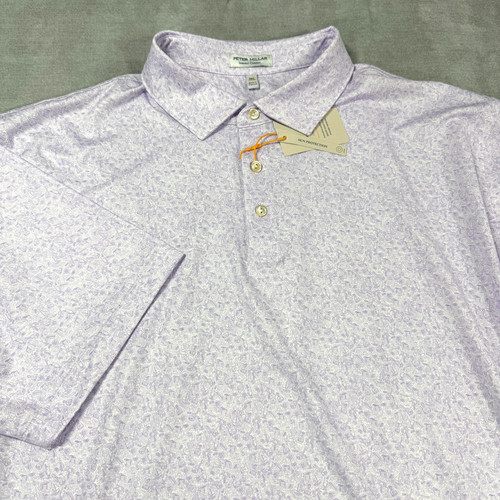 Peter Millar Polo Shirt 3XL Summer Comfort Purple Getaway Print Short Sleeve
