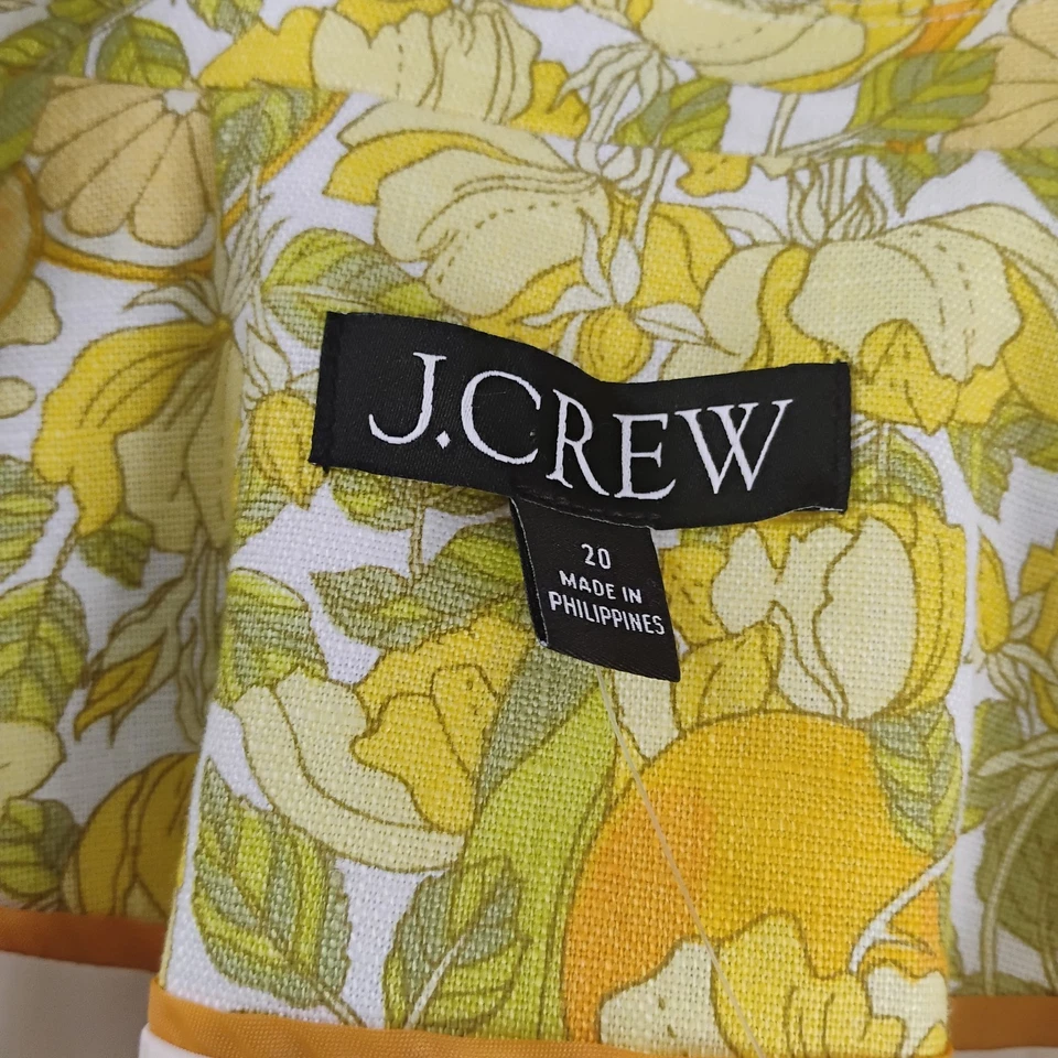 Blazer J.Crew Helena Mujer Talla 20 Naranja Estampado Limón Multicolor 100% Lino Nuevo con Etiquetas Foto 4 de 4