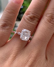 Vintage inspired Cushion Cut Cubic Zirconia Bridal Wedding Ring in 925 Silver