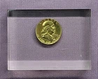 1952 US  Benjamin Franklin Half Dollar 90% Silver in Lucite Paperweight Used