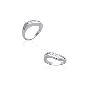 Bague ALLIANCE 3 ANNEAUX ARGENT /& ZIRCONIUM NEUF T 50