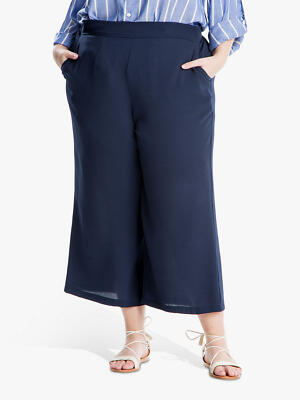 Max Studio marineblaue kurze Krepphose mit weitem Bein Größe 24 b13