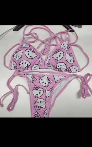 New Hello Kitty Bikini Set Swimwear Women Girls Bra Thong Girls Underwear Kawaii - Picture 2 of 3