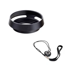 37mm Tilted Vented Metal Lens Hood Sun Shade+Lens Cap Holder-Canon Nikon Sony