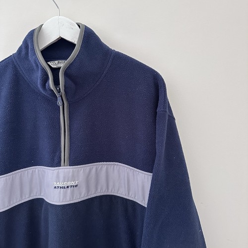Vintage Saucony USA Mens 1/4 Zip Fleece Pullover Reflective Running Jumper - XL - Picture 3 of 11