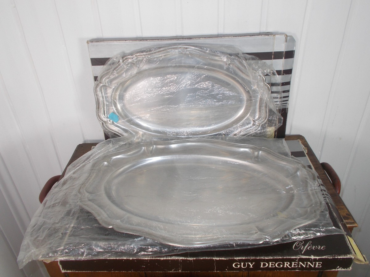 Lot De 2 Plateaux De Poisson Guy Degrenne – Inox Massif Argenté – Vintage