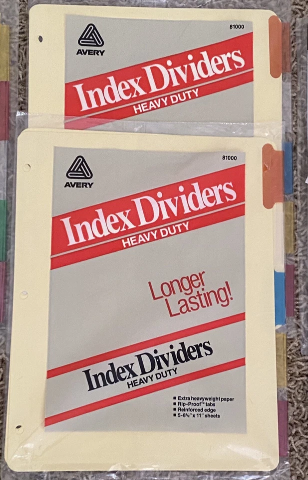 Mixed Lot New Sealed Clear and Color Tab Index Dividers - 5 tab and 8 tab 9 Sets - Image 3 of 4