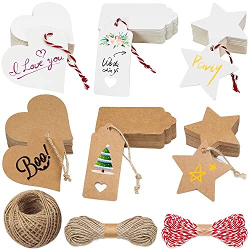Etichette Carta Kraft Tag Regalo Per Bomboniere 300 Pezzi Tags Cartoncino (a8S)