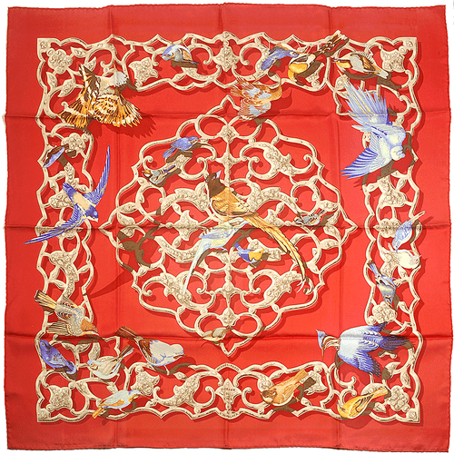 Hermes Schal OISEAUX DE L'INDE ET DE L'HIMALAYA 90cm Seide Carre Foulard - Bild 2 von 7