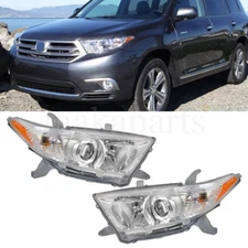 Headlights Pair For Toyota Highlander 2011-2013 Headlamp 11 12 Chrome Left+Right