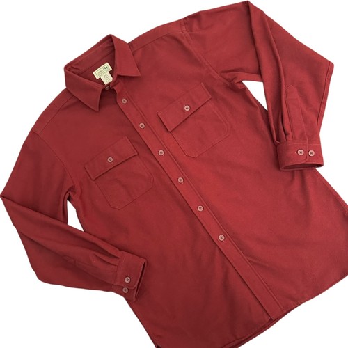 LL BEAN Mens M Medium Chamois Cloth Long Sleeve Flannel Thick Shirt Maroon Red - Picture 3 of 9