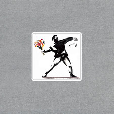 Flower Thrower - Banksy Inspired Protest Art Sticker Decal 1329 Flower Thrower - Banksy Inspired Protest Art Sticker Decal 1329
