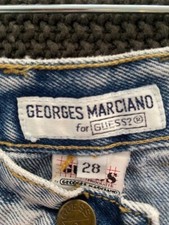 Vintage 80s 90s Georges Marciano for GUESS Denim Skirt Waiste 28 Blue USA Made