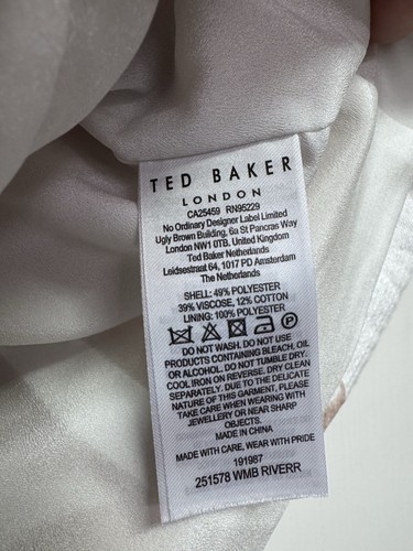 TED BAKER River Cuello Ancho Crop Puff Manga Top Talla 4 US Mujer Cóctel - Imagen 8 de 11