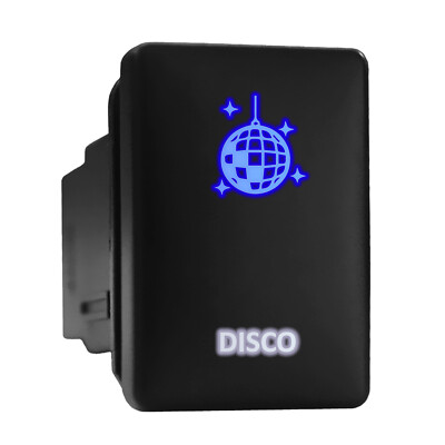 DISCO Blue/White LED Backlit Switch Short Push Button 1.28''x 0.87'' (Fit: Toyota)