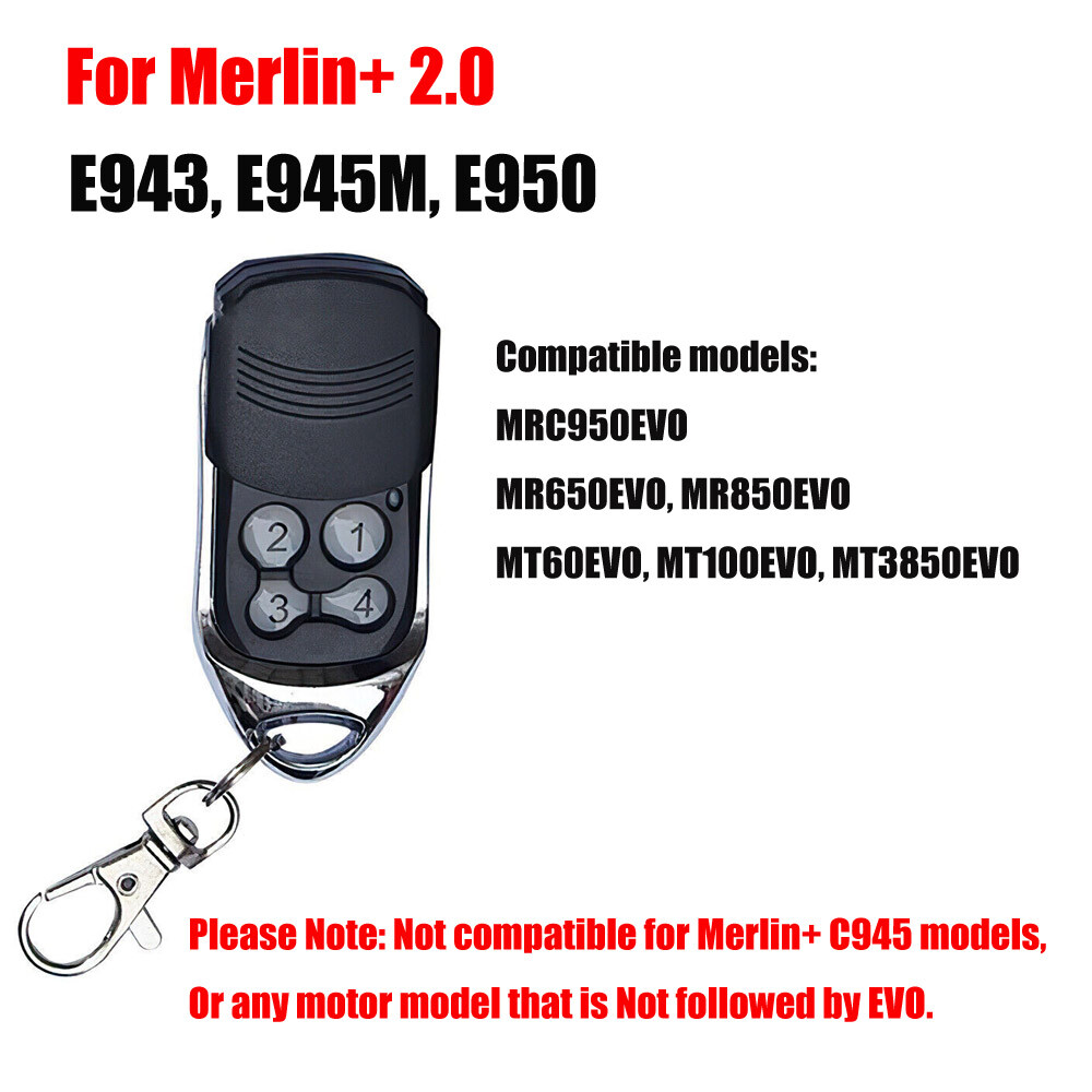 Replacement Garage Door Remote For Merlin + C945 And Merlin+2.0 E943
