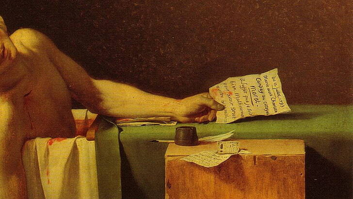 Tableaux révolution française assassinat Marat pour habiller un mur vide toile 50x70
